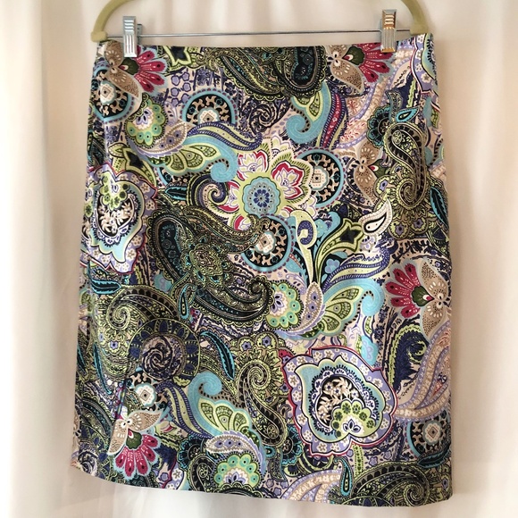 Talbots Dresses & Skirts - Fun Talbots multi-color Paisley Floral Pencil Skirt Size 12P